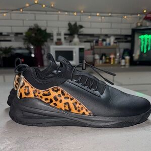 Stylish Black and Leopard Women's Sneakers